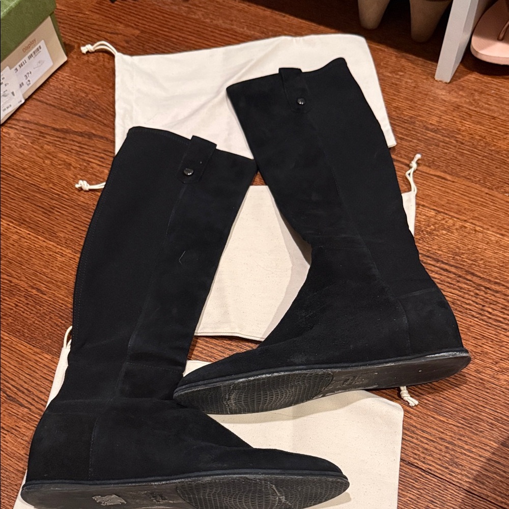 Stuart Weitzman Black Suede Knee-High Boots